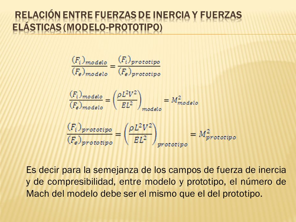 Relación entre fuerzas de inercia y fuerzas elásticas (modelo-prototipo)