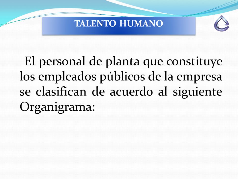 El personal de planta que constituye los empleados públicos de la empresa se clasifican de acuerdo al siguiente Organigrama: