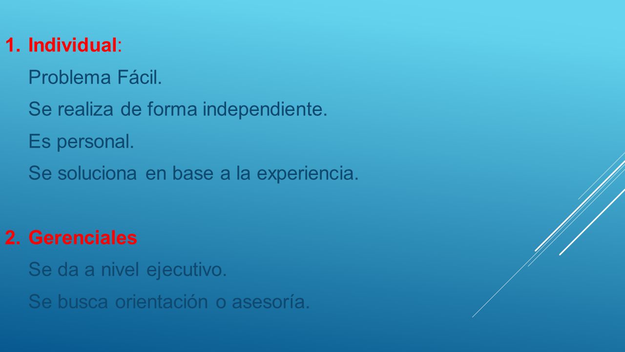 1. Individual: Problema Fácil. Se realiza de forma independiente