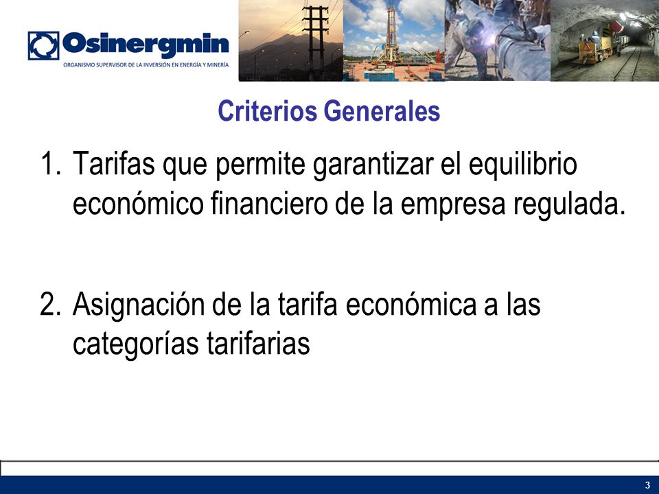 Asignación de la tarifa económica a las categorías tarifarias