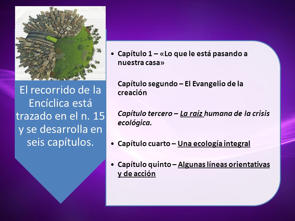 El recorrido de la Encíclica está trazado en el n