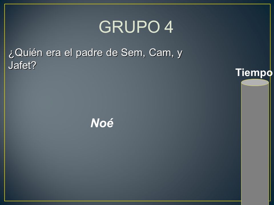 GRUPO 4 ¿Quién era el padre de Sem, Cam, y Jafet Tiempo Noé