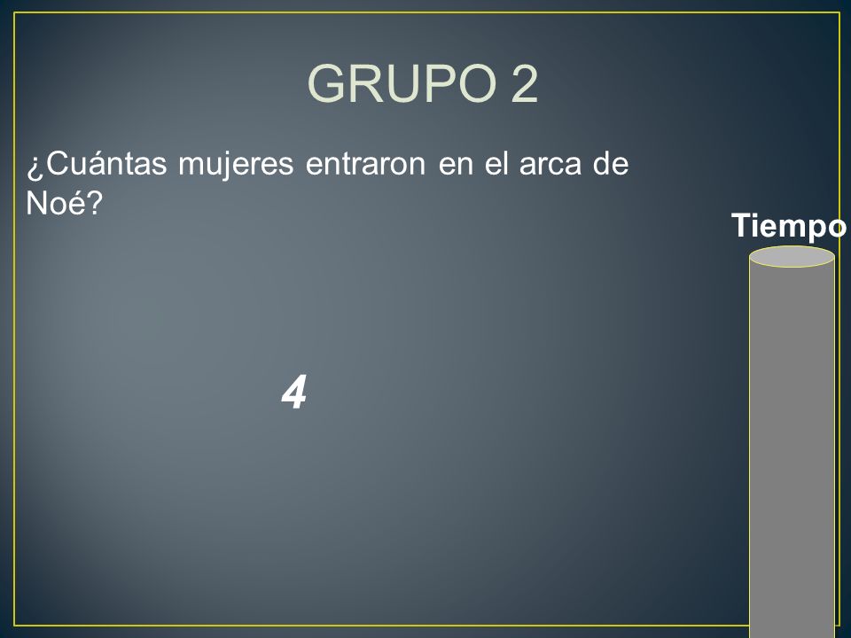 GRUPO 2 ¿Cuántas mujeres entraron en el arca de Noé Tiempo 4