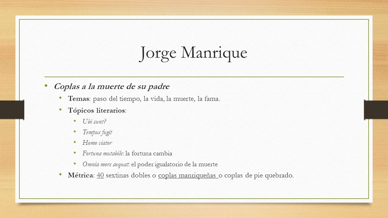 Jorge Manrique Coplas a la muerte de su padre