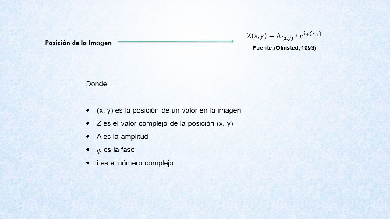 (x, y) es la posición de un valor en la imagen