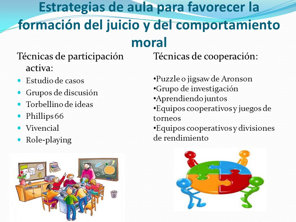 Estrategias de aula para favorecer la formación del juicio y del comportamiento moral