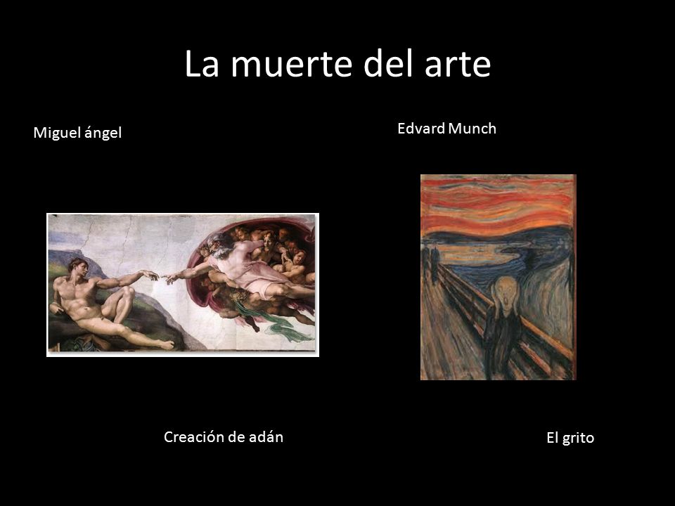 La muerte del arte Miguel ángel Edvard Munch Creación de adán El grito