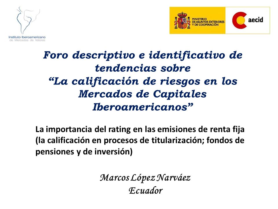 Foro descriptivo e identificativo de tendencias sobre La calificación de riesgos en los Mercados de Capitales Iberoamericanos
