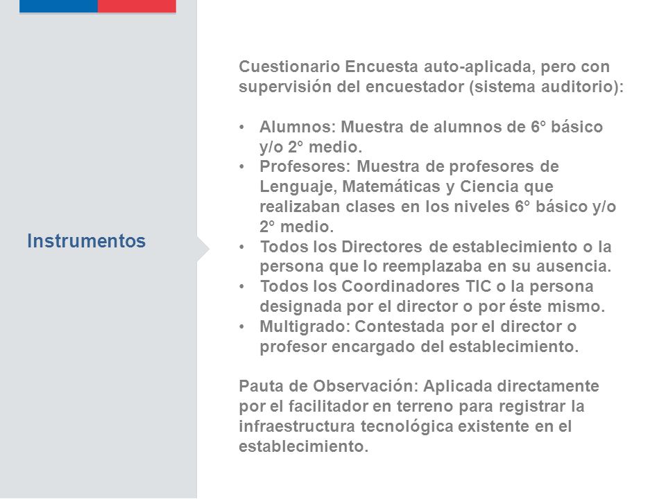 Cuestionario Encuesta auto-aplicada, pero con supervisión del encuestador (sistema auditorio):