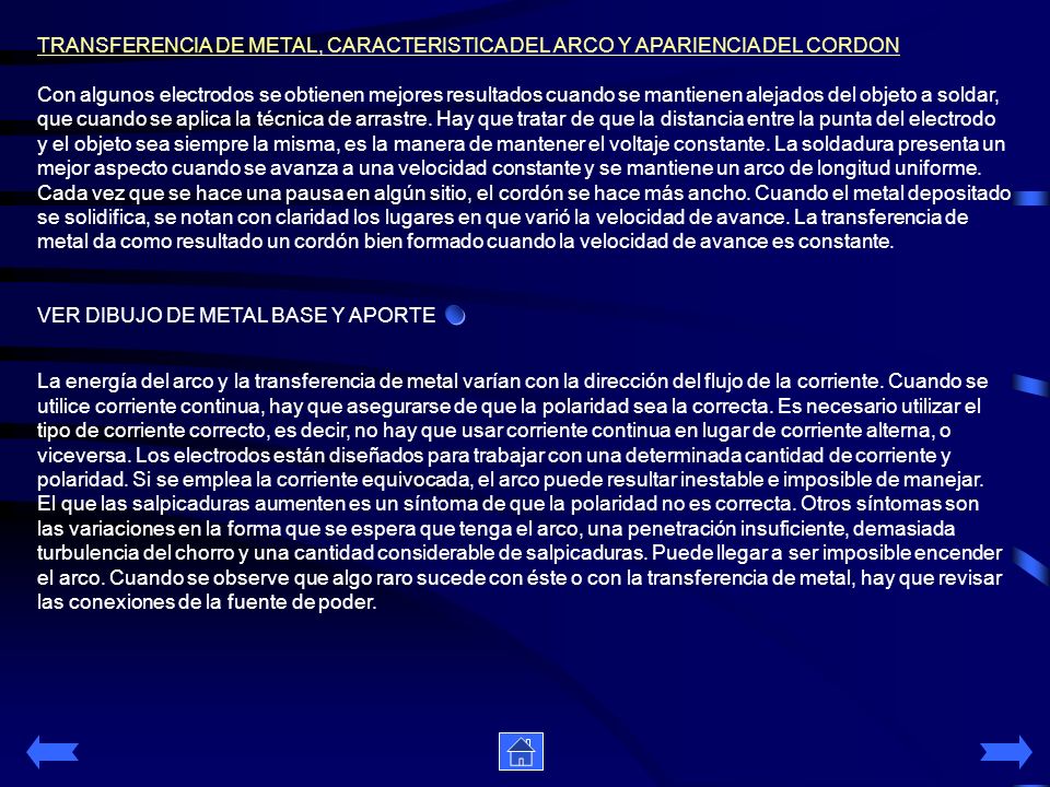 TRANSFERENCIA DE METAL, CARACTERISTICA DEL ARCO Y APARIENCIA DEL CORDON