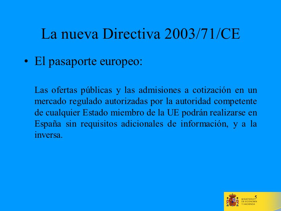 La nueva Directiva 2003/71/CE