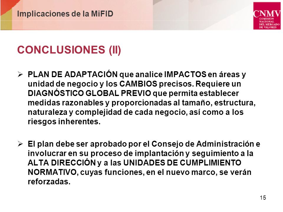 Implicaciones de la MiFID