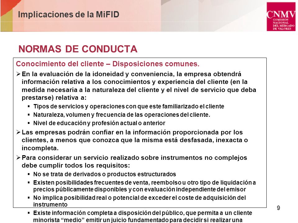 Implicaciones de la MiFID