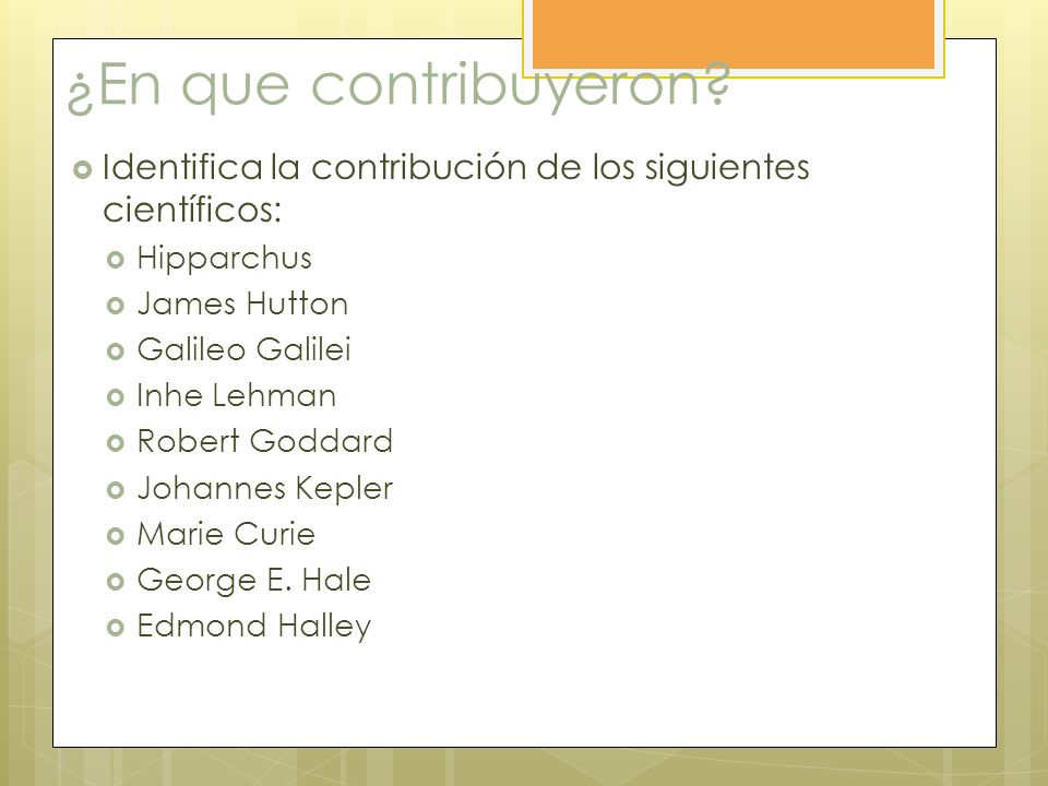 ¿En que contribuyeron Identifica la contribución de los siguientes científicos: Hipparchus. James Hutton.
