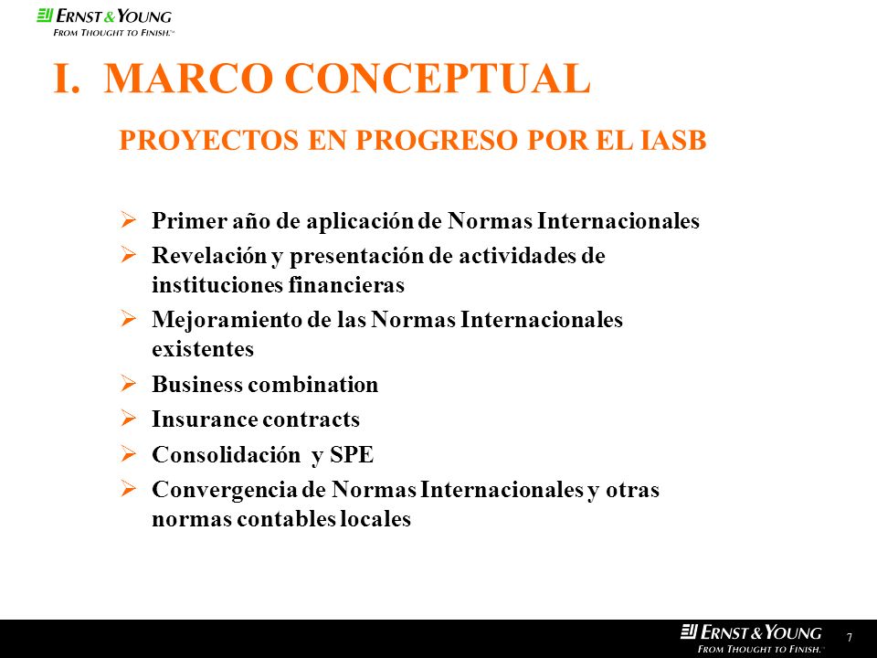 I. MARCO CONCEPTUAL PROYECTOS EN PROGRESO POR EL IASB
