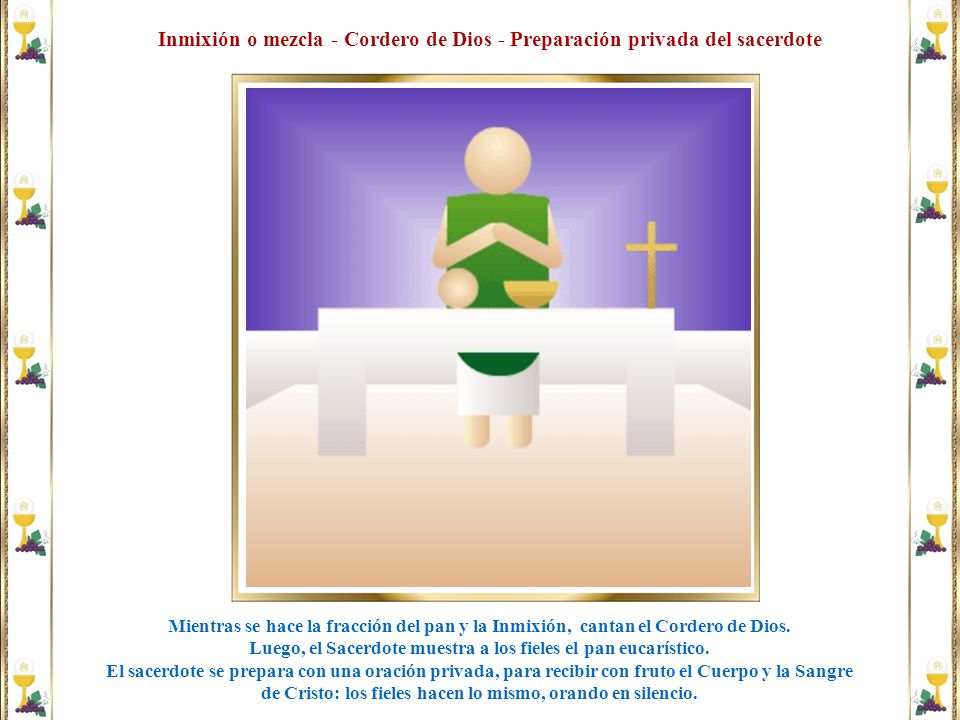 Inmixión o mezcla - Cordero de Dios - Preparación privada del sacerdote