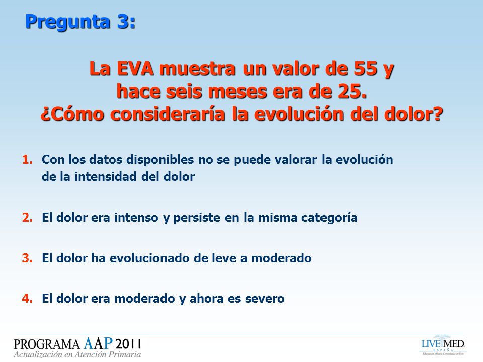 La EVA muestra un valor de 55 y hace seis meses era de 25.