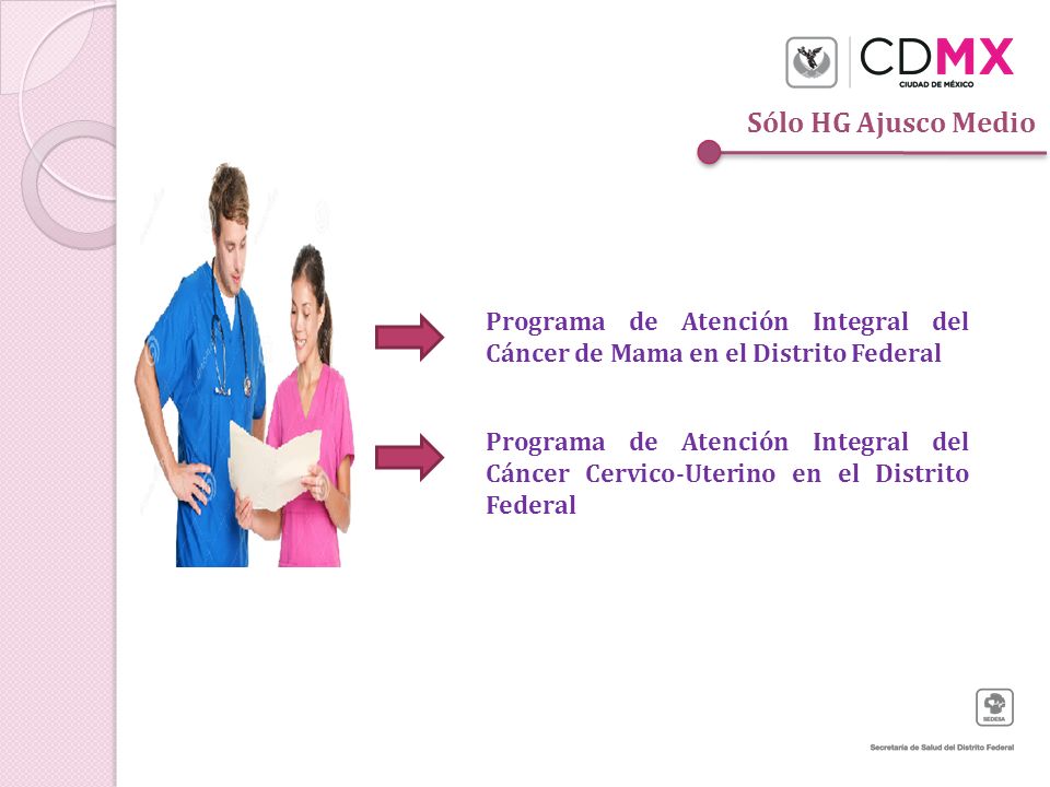 Sólo HG Ajusco Medio Programa de Atención Integral del Cáncer de Mama en el Distrito Federal.