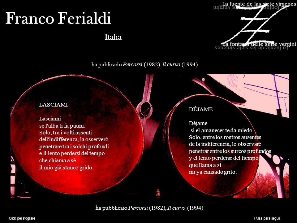 Franco Ferialdi Italia ha publicado Percorsi (1982), Il curvo (1994)