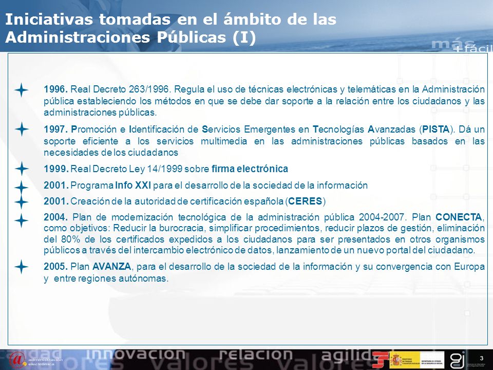Iniciativas tomadas en el ámbito de las Administraciones Públicas (I)