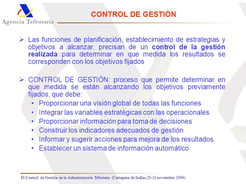 Agencia Tributaria CONTROL DE GESTIÓN.
