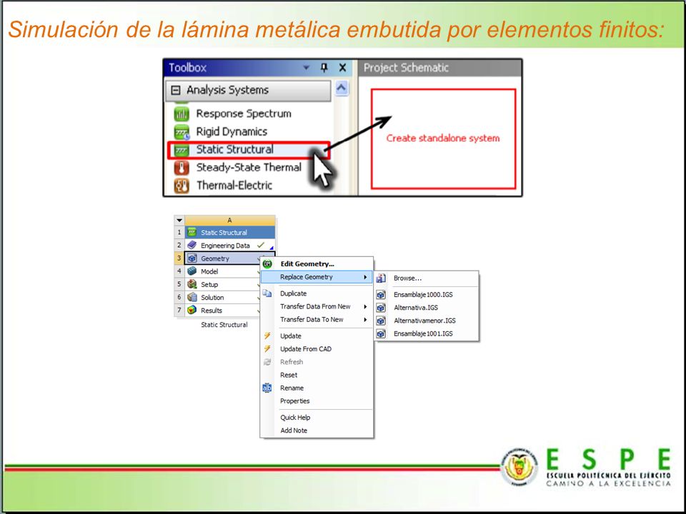Simulación de la lámina metálica embutida por elementos finitos:
