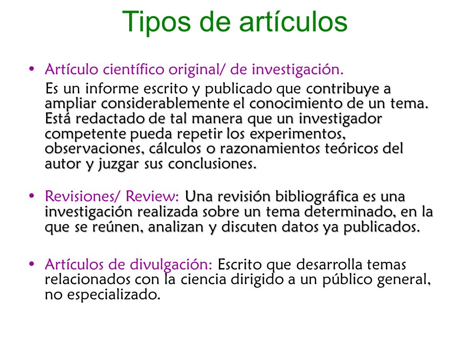 Tipos de artículos Artículo científico original/ de investigación.