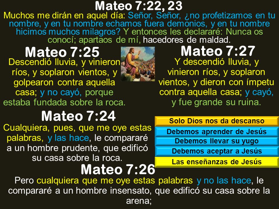 Mateo 7:25 Mateo 7:27 Mateo 7:24 Mateo 7:26