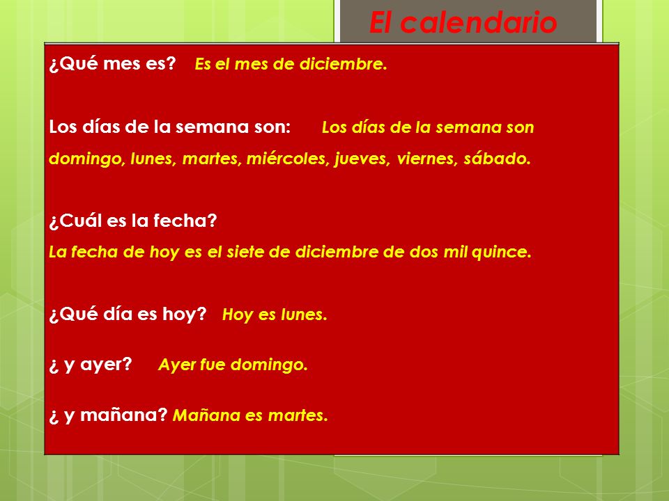 El calendario ¿Qué mes es Es el mes de diciembre.