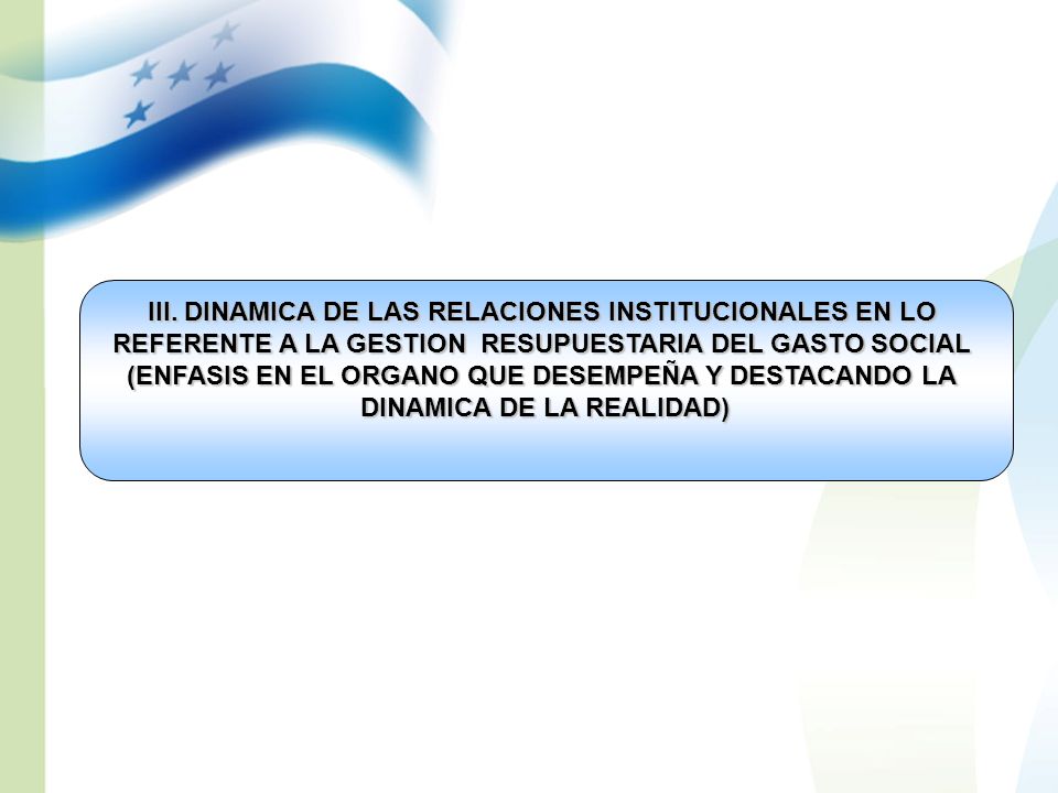 III. DINAMICA DE LAS RELACIONES INSTITUCIONALES EN LO