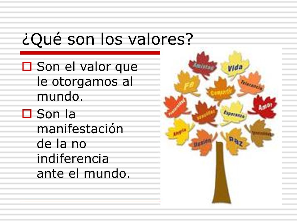 ¿Qué son los valores Son el valor que le otorgamos al mundo.