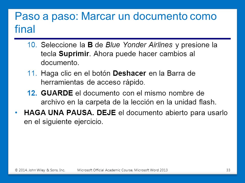 Paso a paso: Marcar un documento como final