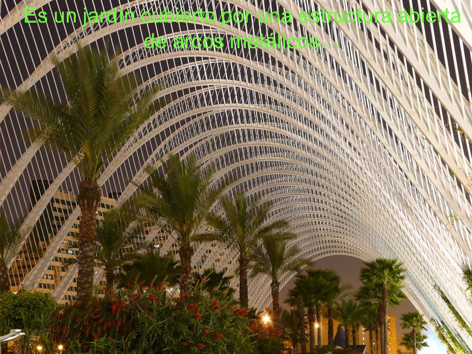 Es un jardín cubierto por una estructura abierta de arcos metálicos…