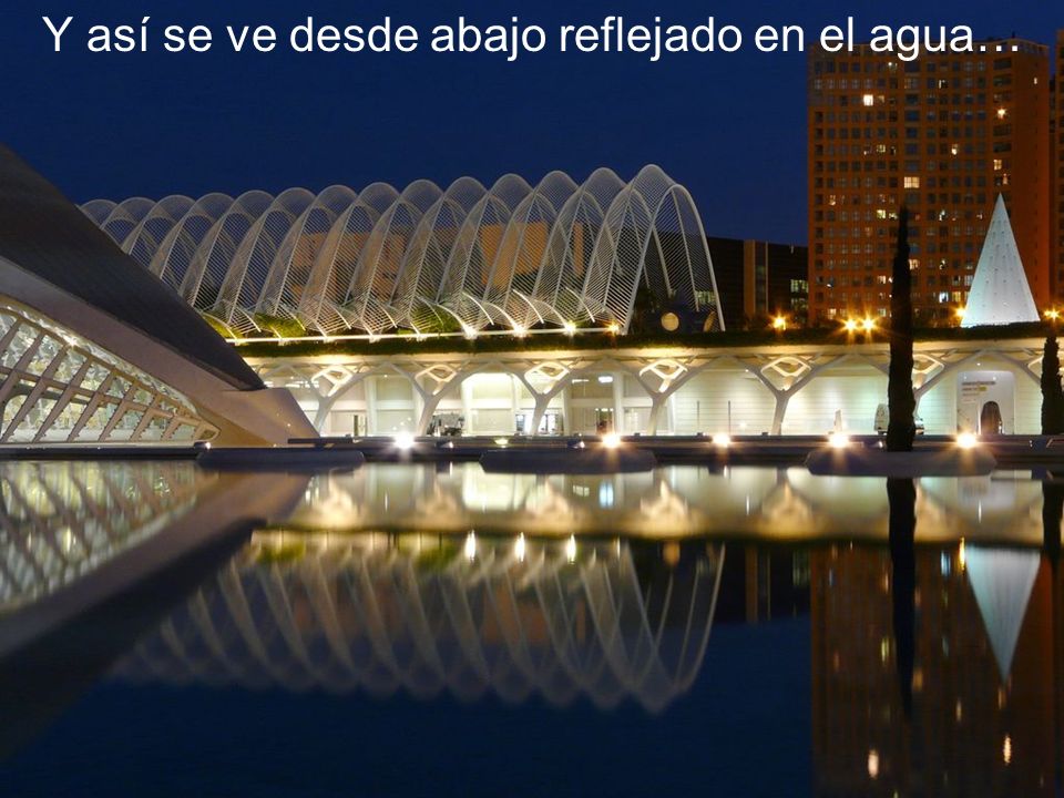 Y así se ve desde abajo reflejado en el agua…