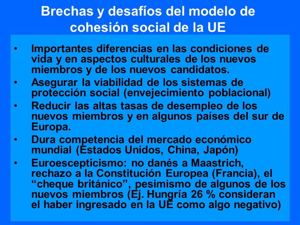Brechas y desafíos del modelo de cohesión social de la UE