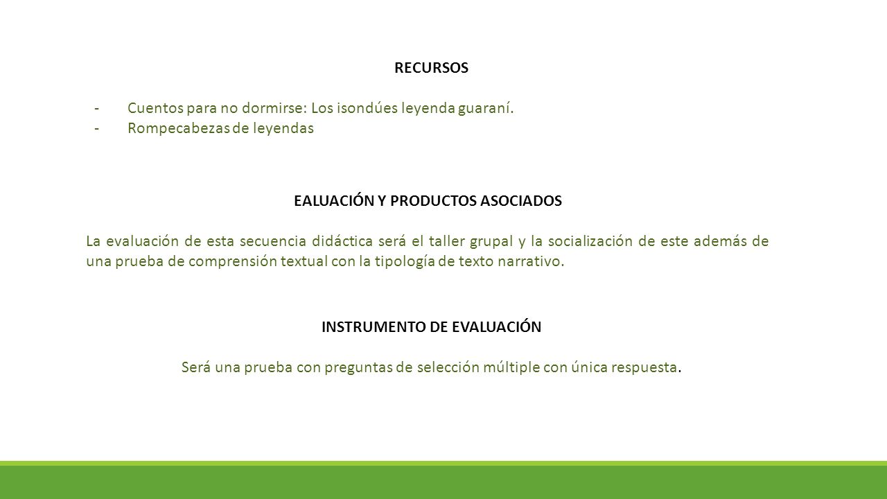 EALUACIÓN Y PRODUCTOS ASOCIADOS INSTRUMENTO DE EVALUACIÓN