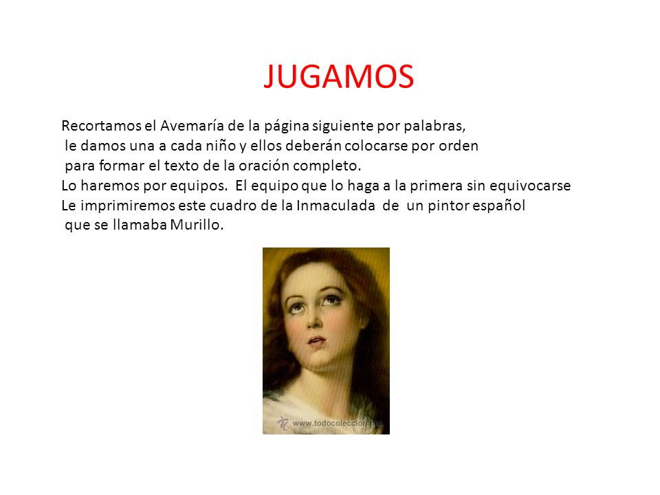 JUGAMOS Recortamos el Avemaría de la página siguiente por palabras,