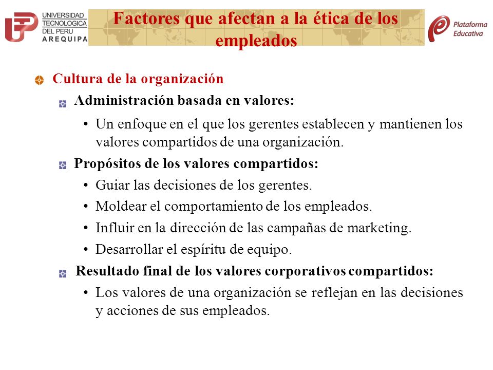 Resultado final de los valores corporativos compartidos:
