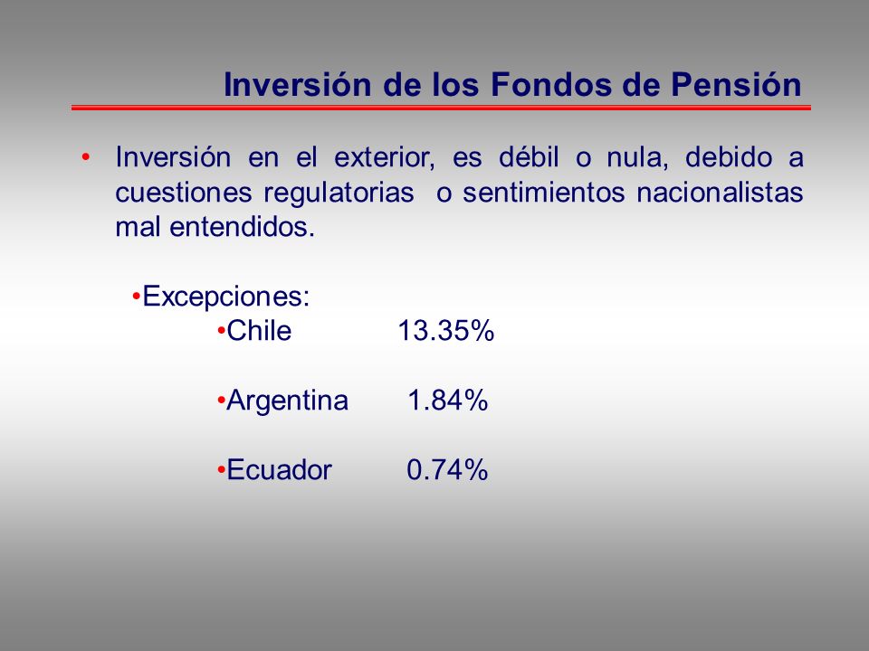 Inversión de los Fondos de Pensión