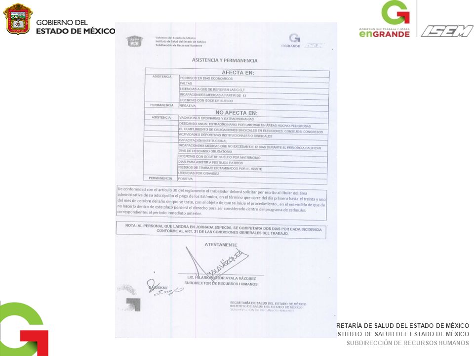 SECRETARÍA DE SALUD DEL ESTADO DE MÉXICO INSTITUTO DE SALUD DEL ESTADO DE MÉXICO SUBDIRECCIÓN DE RECURSOS HUMANOS