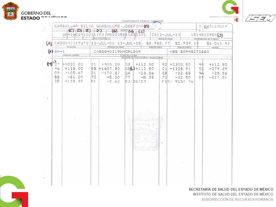 SECRETARÍA DE SALUD DEL ESTADO DE MÉXICO INSTITUTO DE SALUD DEL ESTADO DE MÉXICO SUBDIRECCIÓN DE RECURSOS HUMANOS