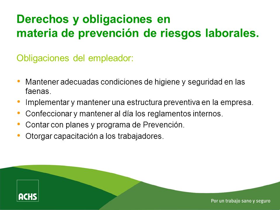 Derechos y obligaciones en materia de prevención de riesgos laborales.