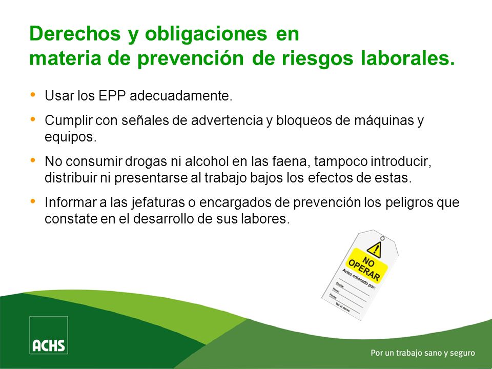 Derechos y obligaciones en materia de prevención de riesgos laborales.
