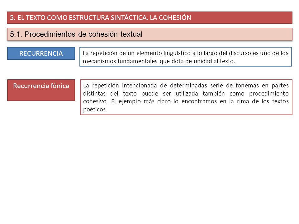 5. EL TEXTO COMO ESTRUCTURA SINTÁCTICA. LA COHESIÓN