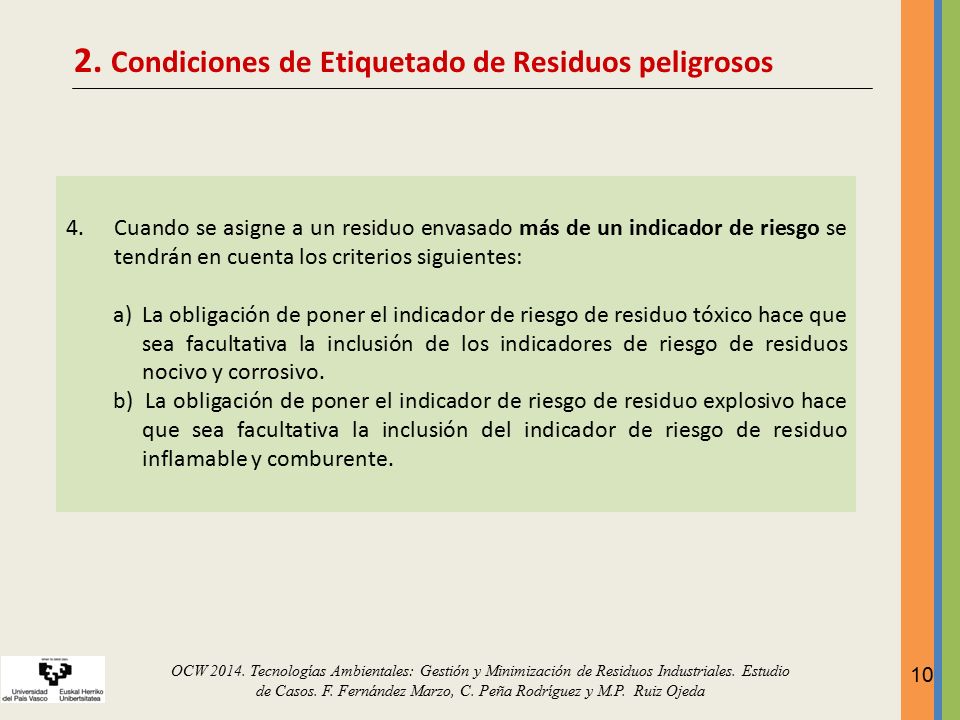 2. Condiciones de Etiquetado de Residuos peligrosos