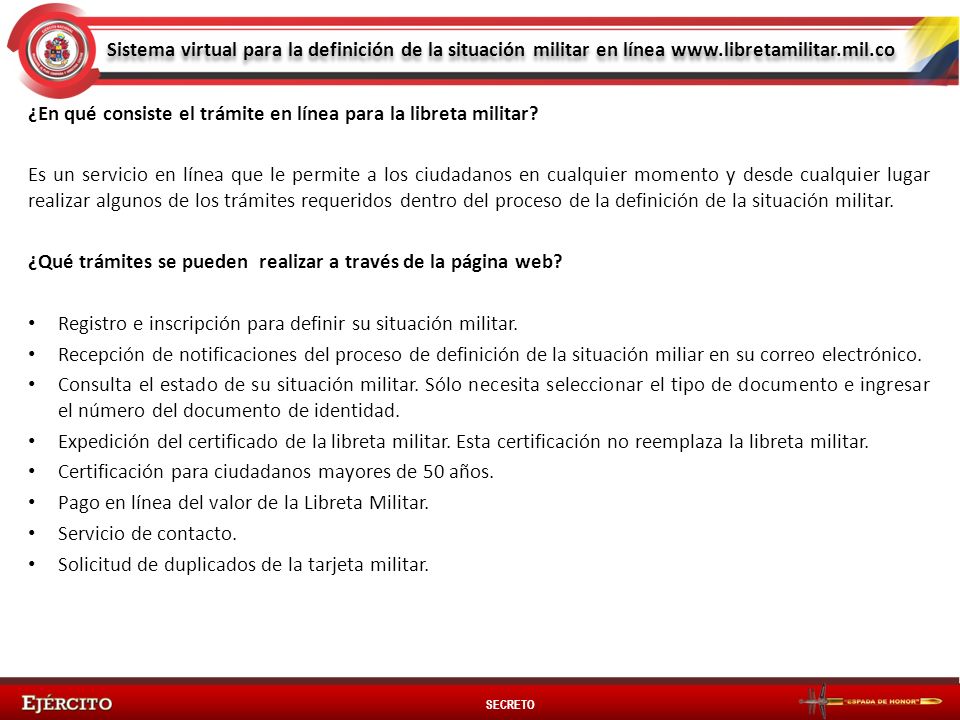 Sistema virtual para la definición de la situación militar en línea