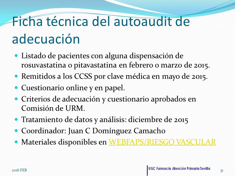Ficha técnica del autoaudit de adecuación