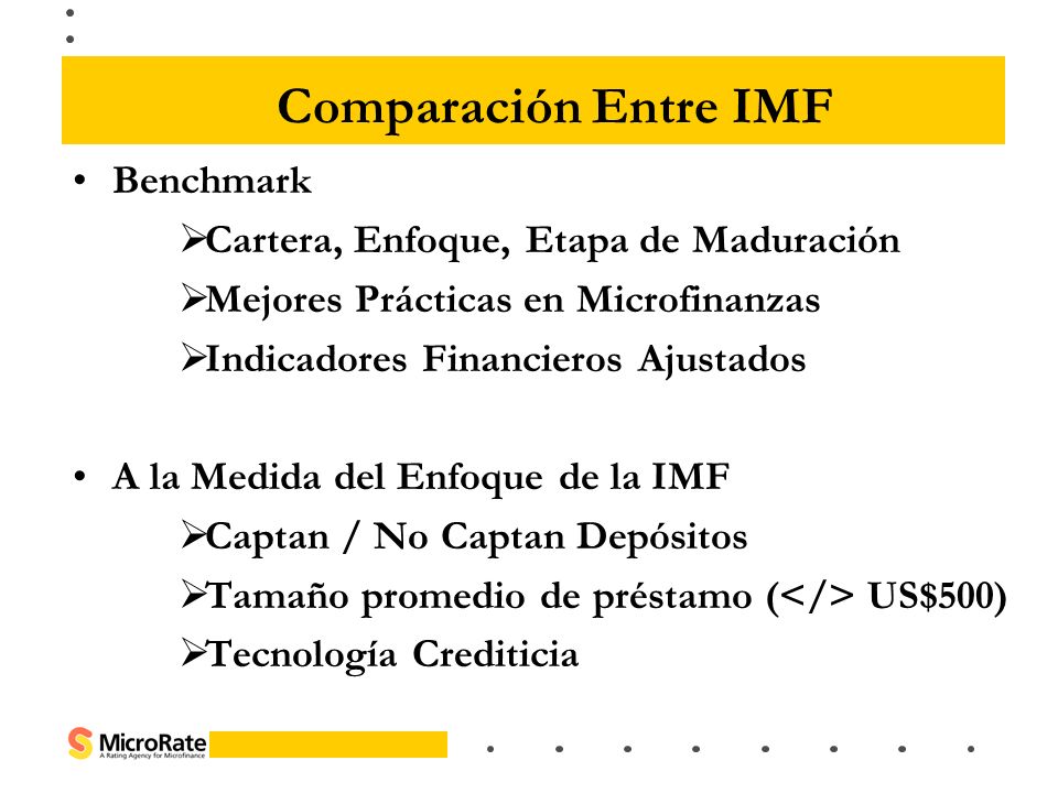 Comparación Entre IMF Benchmark Cartera, Enfoque, Etapa de Maduración