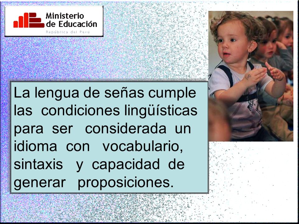 La lengua de señas cumple las condiciones lingüísticas para ser considerada un idioma con vocabulario, sintaxis y capacidad de generar proposiciones.