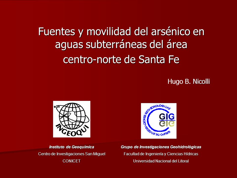 Instituto de Geoquímica Grupo de Investigaciones Geohidrológicas